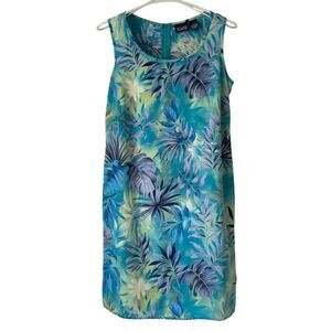 Hillard & Hanson Vintage Tropical Print Short Dress  Blue Green Size 4